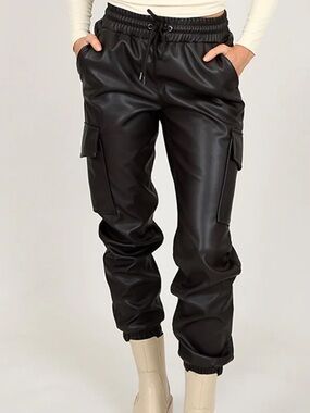 RD Style Vegan Leather Cargo Joggers